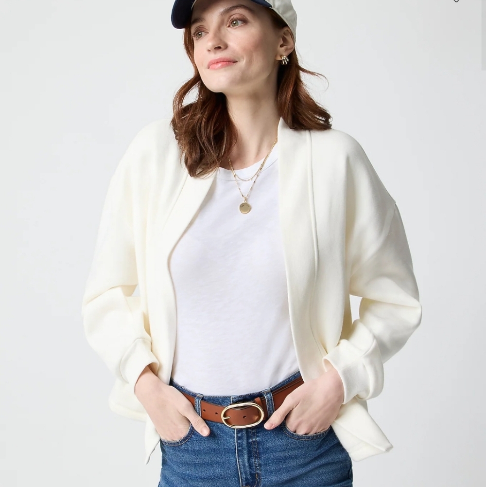 J Crew Factory Knit cardigan CL515 Size S NWT Cream Sweatshirt